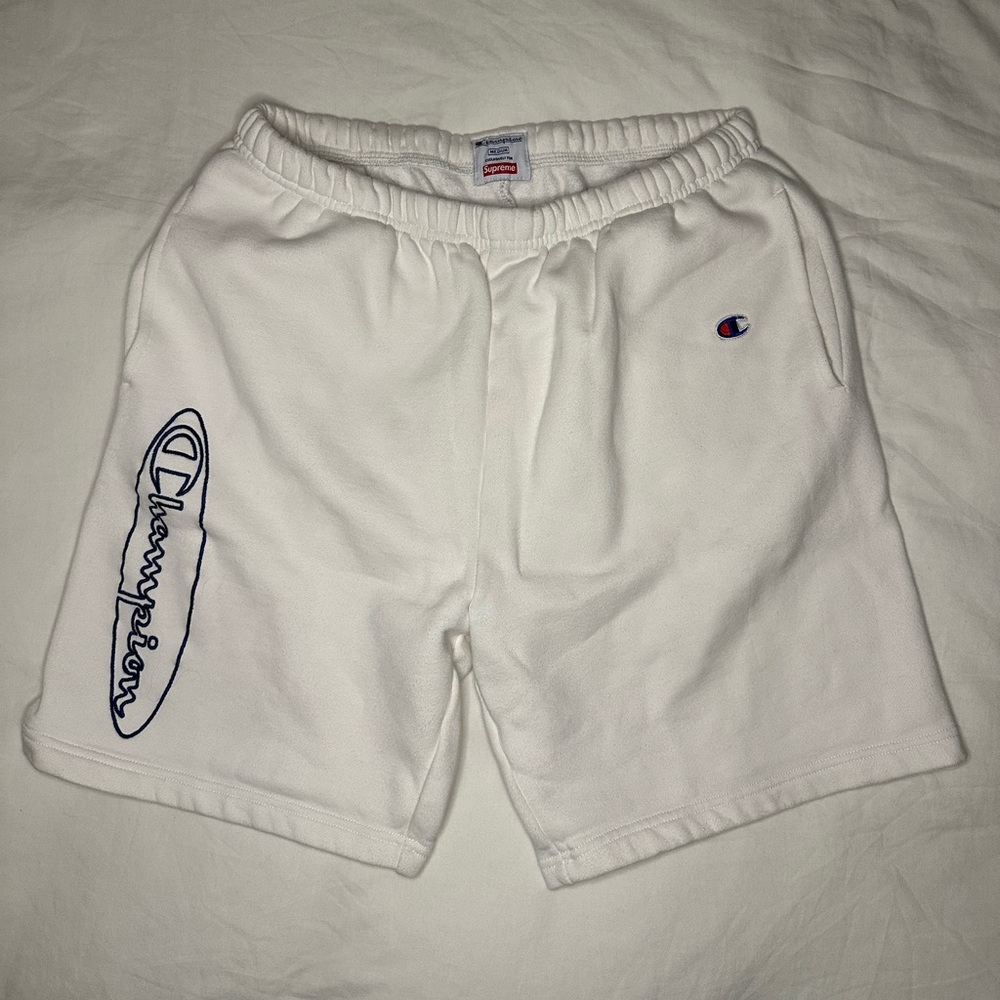 Supreme x Champion Outline Sweat Shorts White SS19